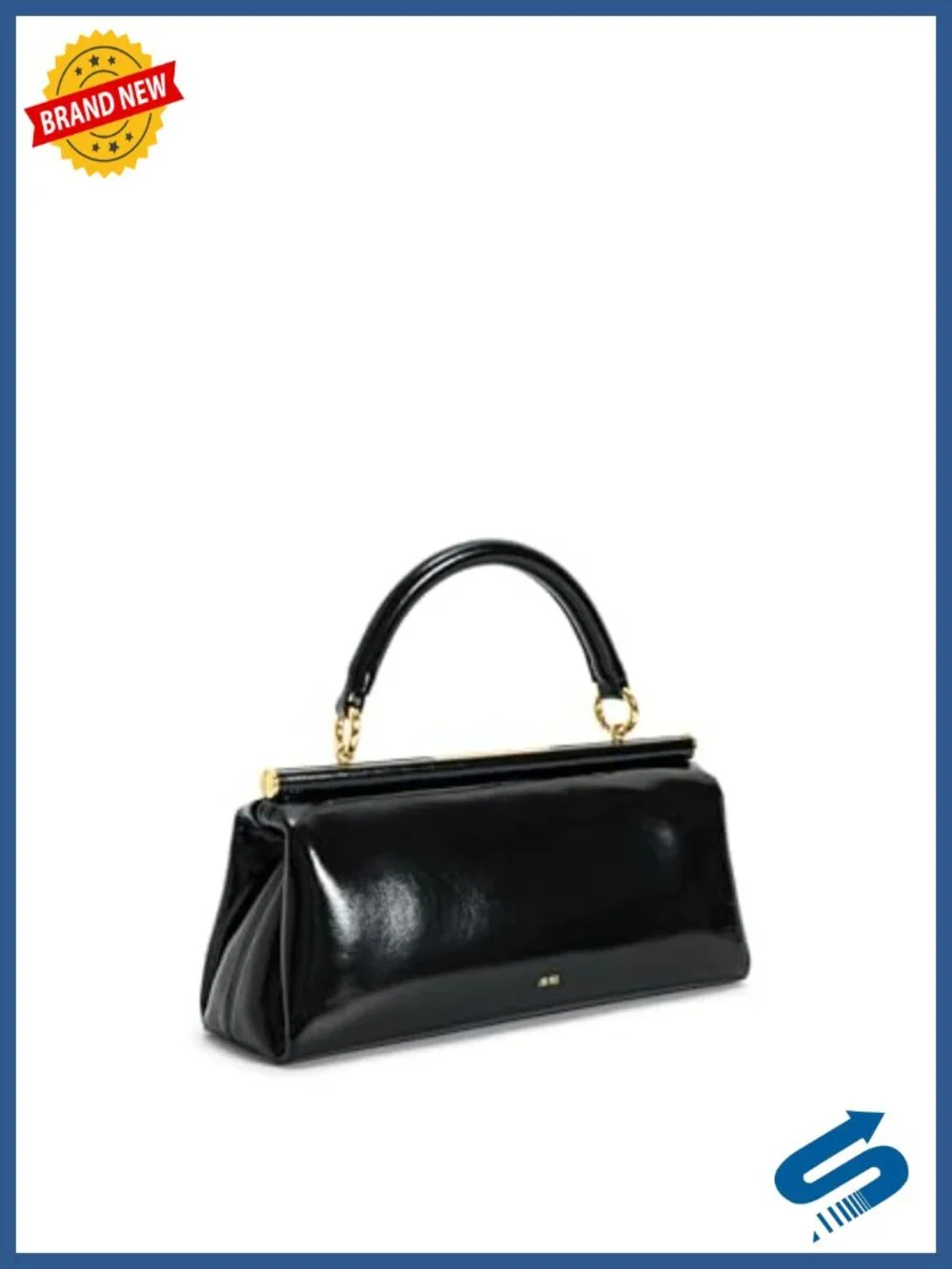 Vegan Leather Top Handle Satchel Bag Handbag Gold Hardware Shoulder Strap